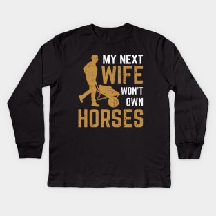 Funny Horse Farm Horseman Horseback Riding Gift Kids Long Sleeve T-Shirt